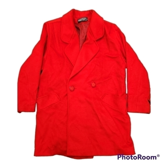80s Oversized Pleated Red Wool Coat - Picture 1 of 15